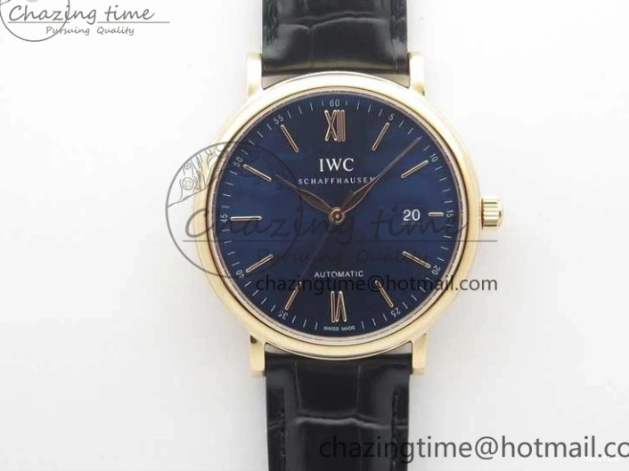 MIROTIME 0428 MoistureWicking Portofino Automatic RG IW356522 FKF 1:1 Best Edition Blue Dial on Black Croco Strap A 7109